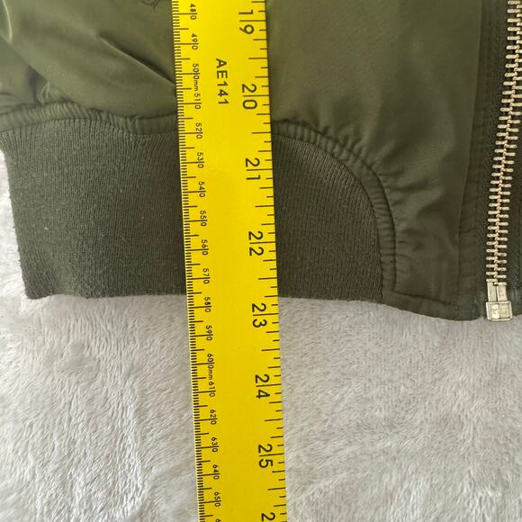 Topshop Women's Long Sleeve‎ Full Zip Bomber Jacket 2 Green Pockets Lined - Picture 13 of 13